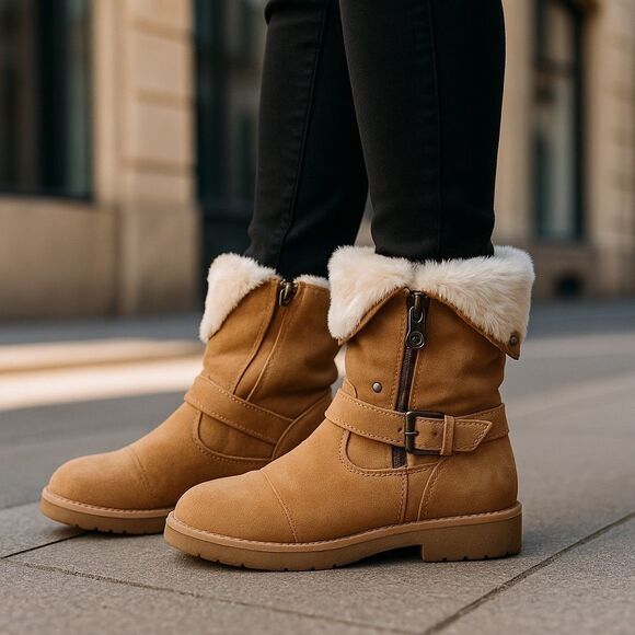 G by Guess Shoes - G by Guess Faux Fur and Leather Ankle Boots Size 7.5